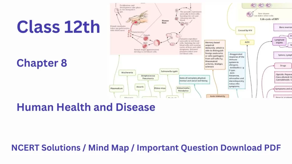 Class 12 Biology Chapter 8 Human Health and Disease with mind map