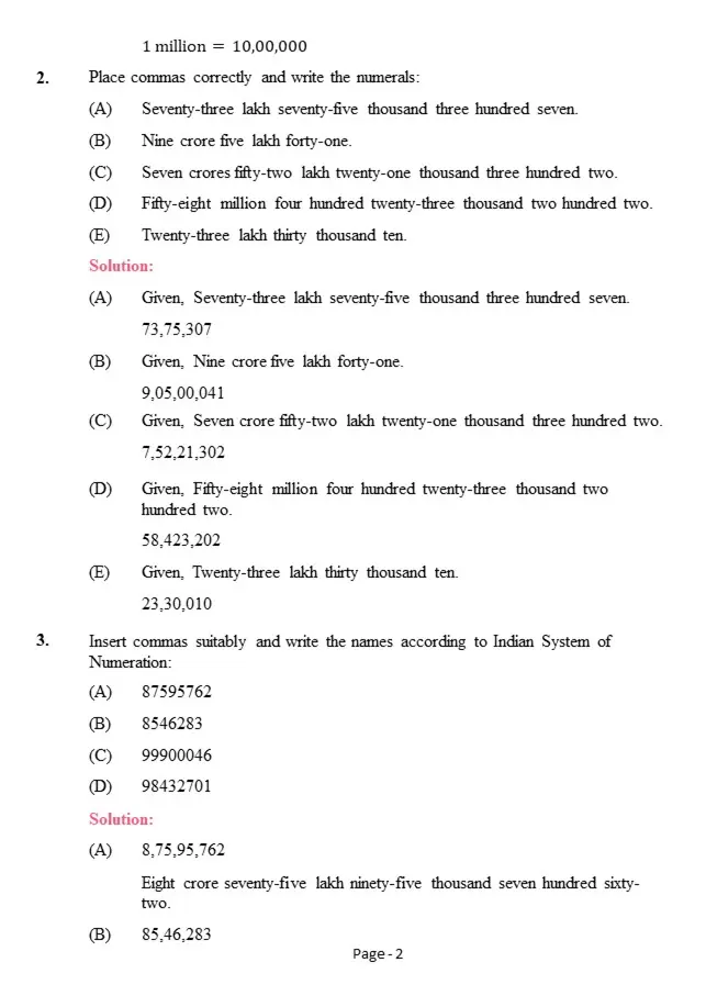 CBSE NCERT Solutions for Class 6 Maths Chapter 1 Exercise 1.1