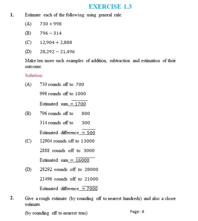 CBSE NCERT Solutions for Class 6 Maths Chapter 1 Exercise 3