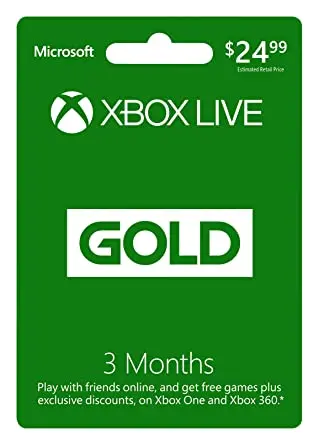 Microsoft Xbox Gift Cards Live 3-Month Gold Card
